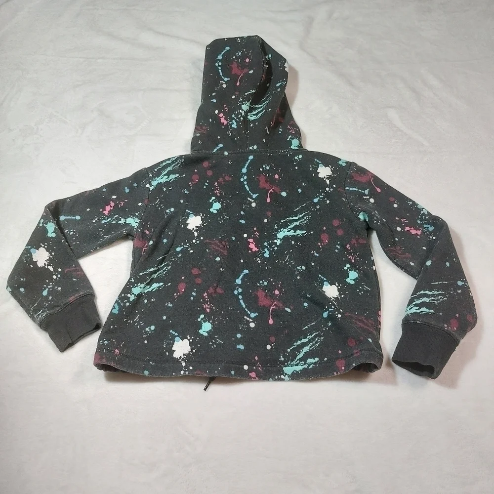 Justice Active Black Paint Splatter Hoodie Size 6